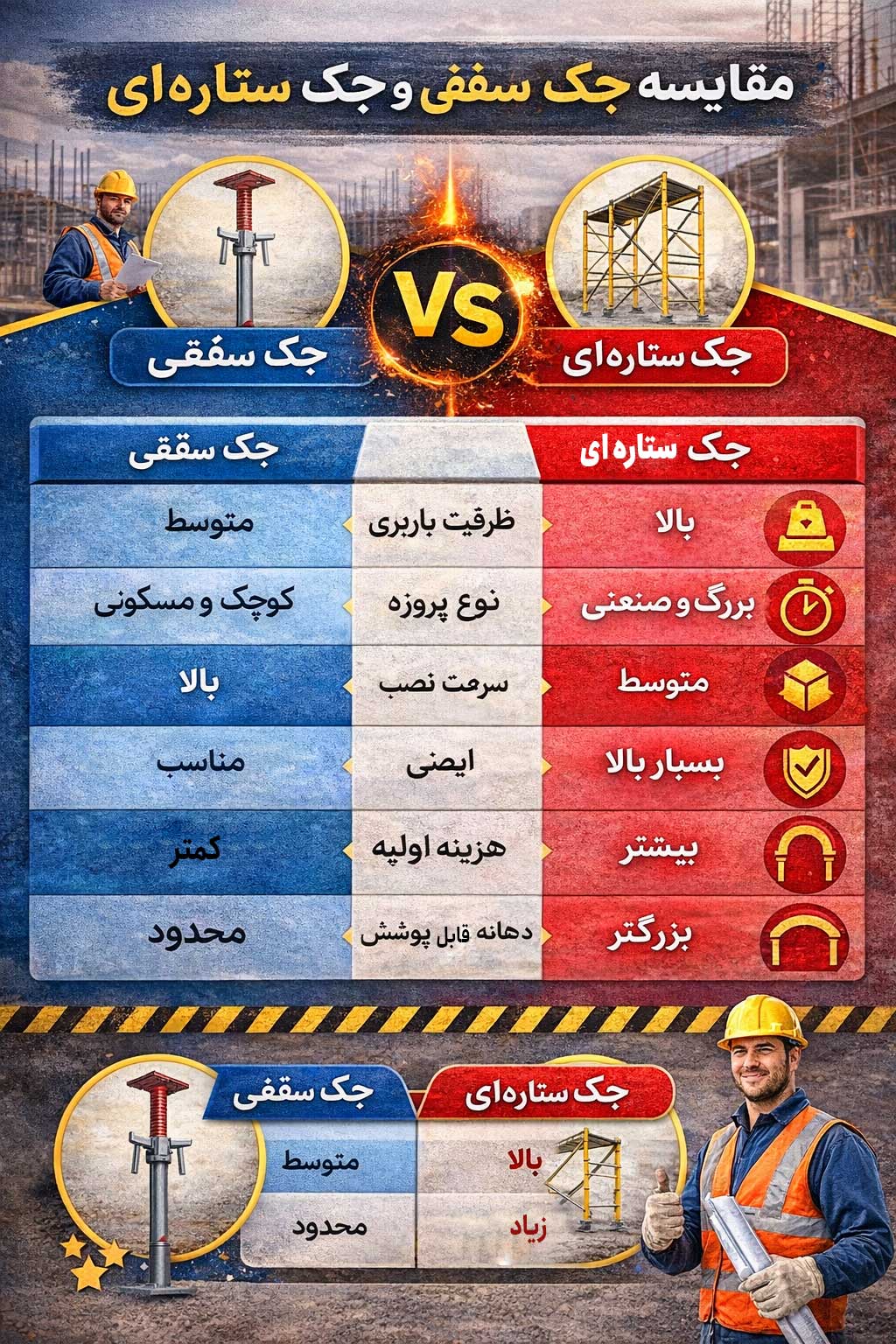 مقایسه جک سفقی و جک ستاره ای